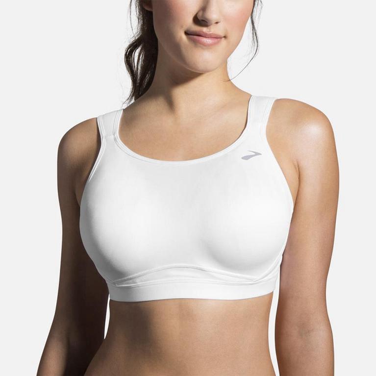 Brooks Maia Sports Women's Running Bra - White (08241-VKJH)